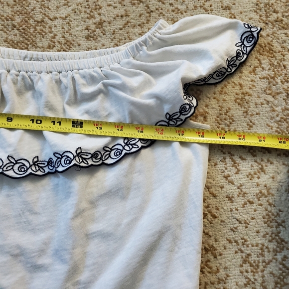 J. CREW On/Off Shoulder Embroidered Peasant Top M - Picture 8 of 10